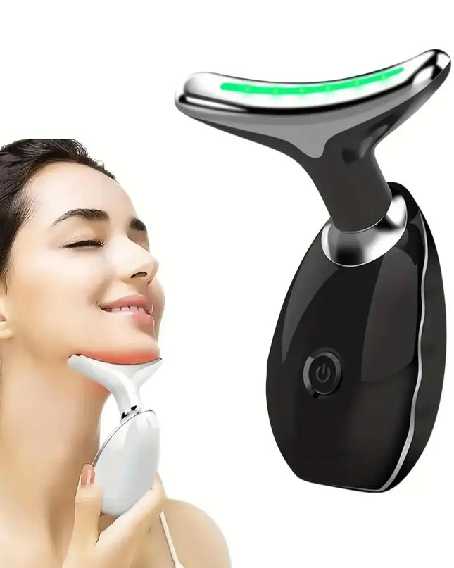 7LED Color Vibrating Neck Device Beauty Gift, neck and face skin massager, 1 piece set portable usb charging, electric Facial ma