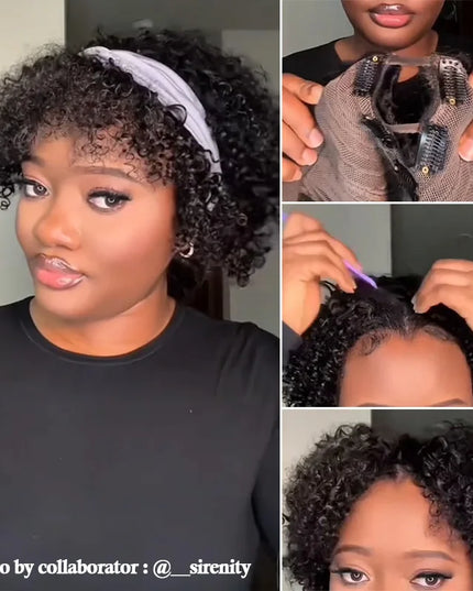 Jerry Curly V Part Wig - 12A Human Hair Upgrade 200% Density
