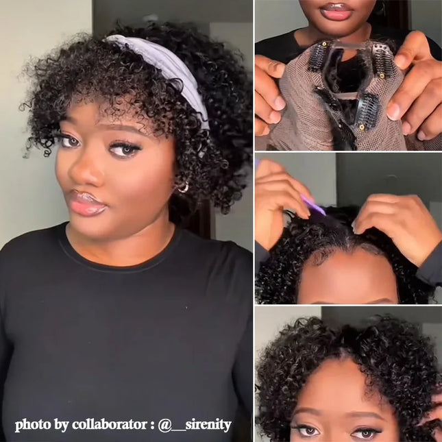 Jerry Curly V Part Wig - 12A Human Hair Upgrade 200% Density