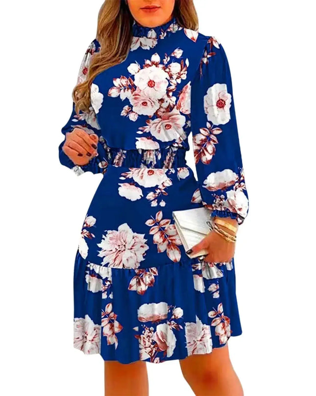 Elegant Floral Ruffle Maxi Dress – Long Sleeve Summer Style