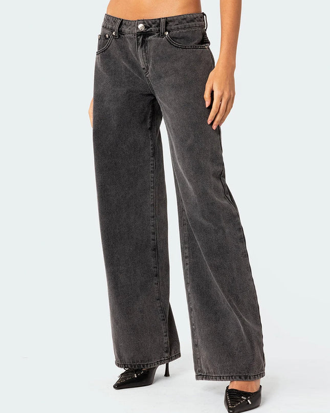 Women's Casual Loose Boyfried Wide Leg Denim Pants