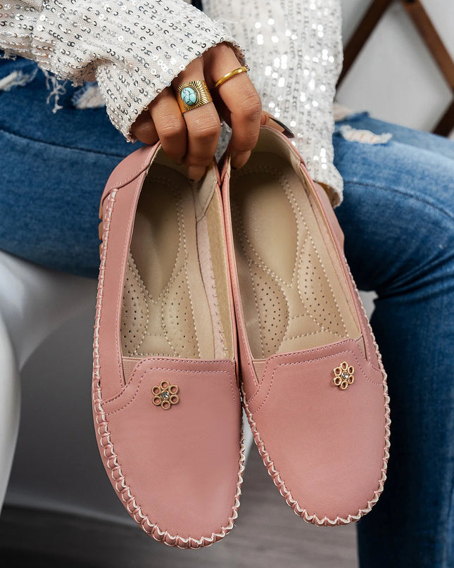 Comfortable Women's Loafers Laser Stitch Detail Flat Shoes Casual Comfortable Slip On Classic Trendy Streetwear