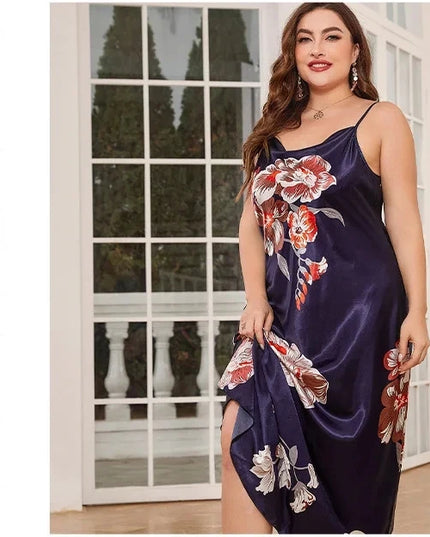XL-5XL Sexy Satin Nightdress