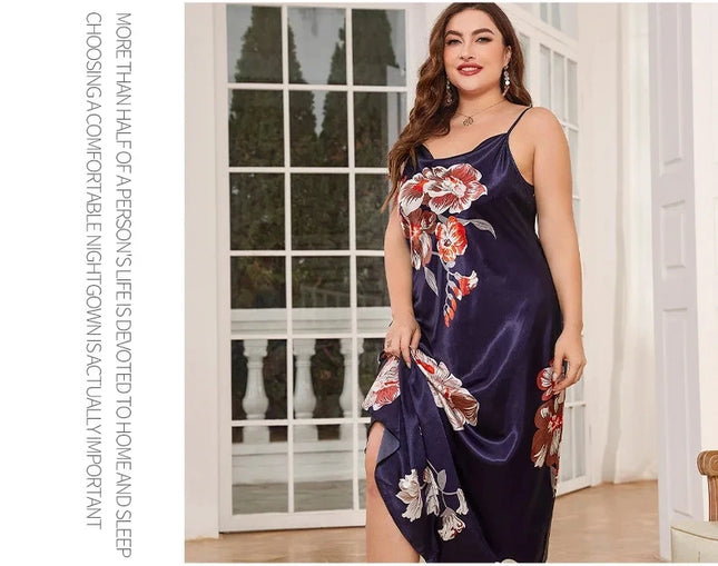 XL-5XL Sexy Satin Nightdress
