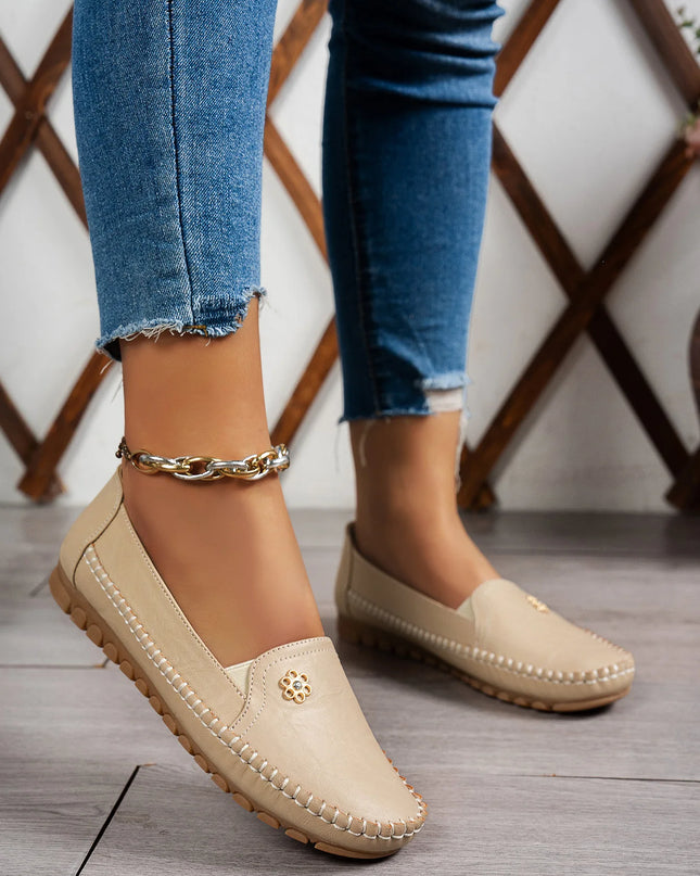 Comfortable Women's Loafers Laser Stitch Detail Flat Shoes Casual Comfortable Slip On Classic Trendy Streetwear