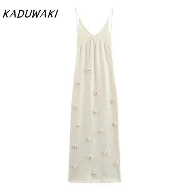 KADUWAKI gothic embroidered dresses for women, lightweight long gown with floral embroidery, perfect for beach vacation.