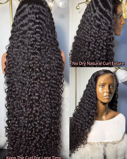 Snwprin 360 HD Full Lace Curly Human Hair Wig – 30 Inch Deep Wave Glueless Preplucked Frontal