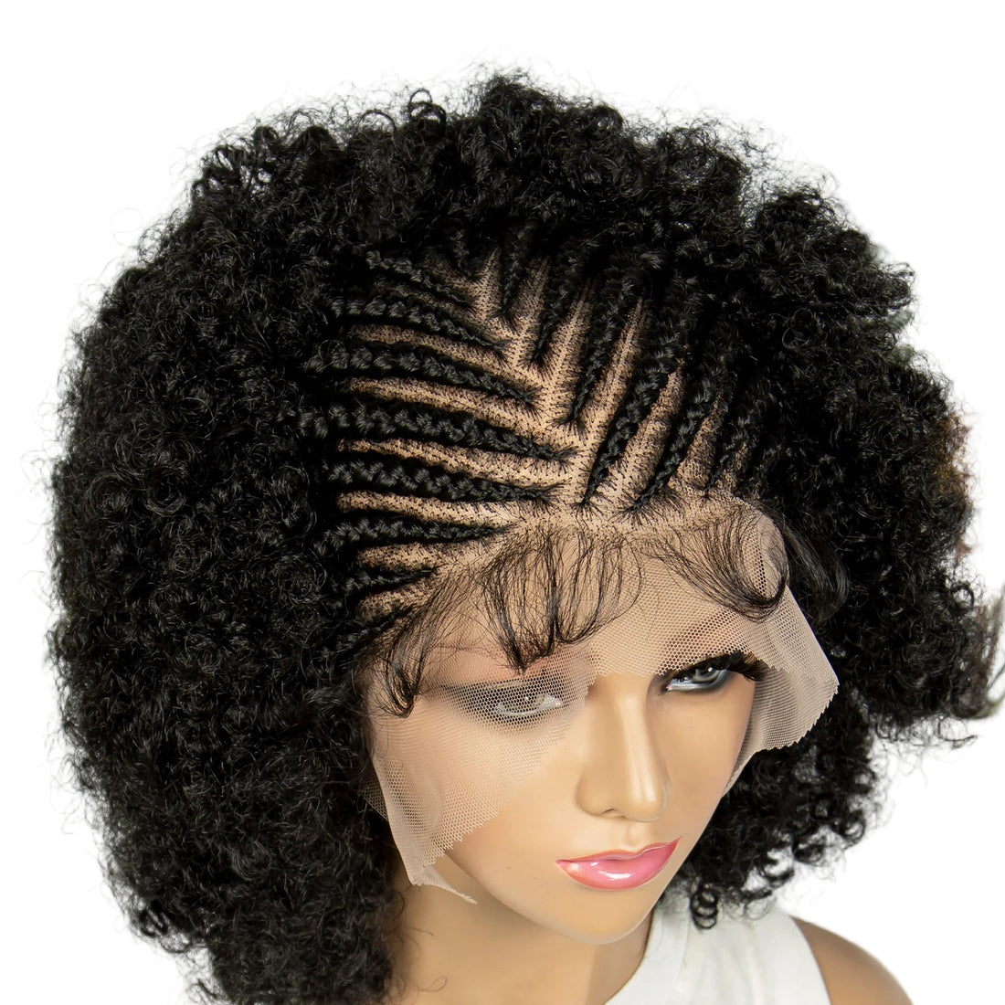 Collage of a woman with styled hair and a wig on a mannequin head, with Kima branding.