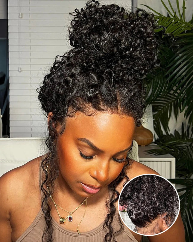 Snwprin 360 HD Full Lace Curly Human Hair Wig – 30 Inch Deep Wave Glueless Preplucked Frontal