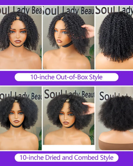 Jerry Curly V Part Wig - 12A Human Hair Upgrade 200% Density