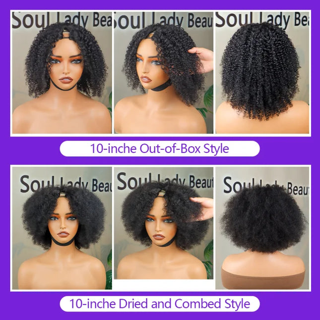 Jerry Curly V Part Wig - 12A Human Hair Upgrade 200% Density