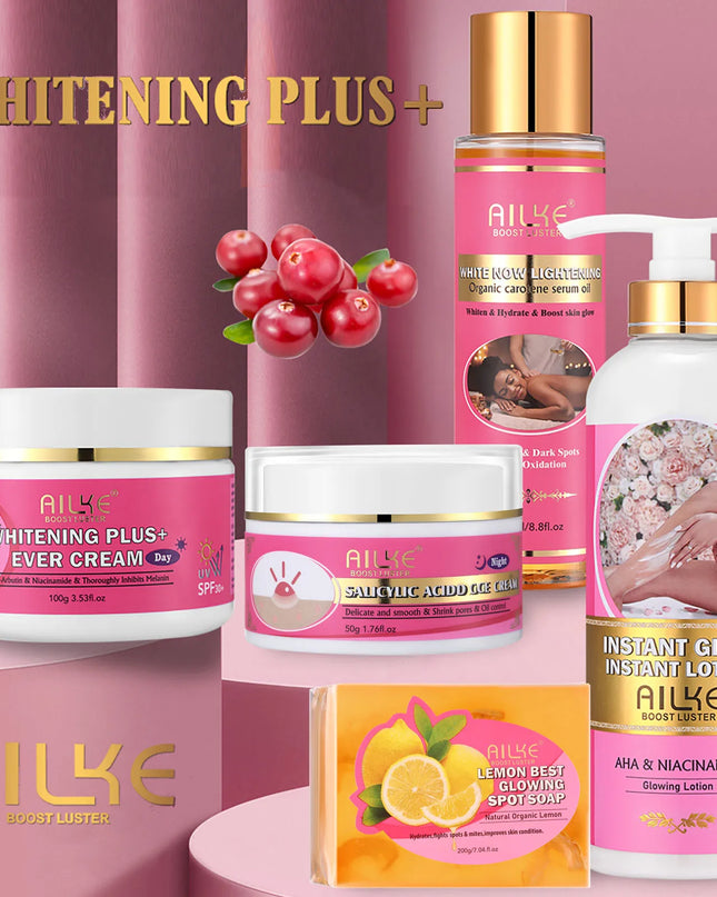 AILKE OEM Smooth Brightening AHA Dark Spots Removal, Skin Whitening Anti Wrinkle Skin Care Set