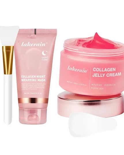 Lakerain Collagen Jelly Cream and Night Wrapping Mask for hydrating and firming skin care.