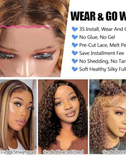 Wear & Go Wig options with 3S install, glueless benefits, and styles to curl, bleach, dye, and restyle.