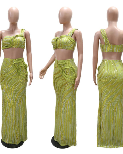 One-Shoulder Sequin Evening Dress – Elegant Summer Style