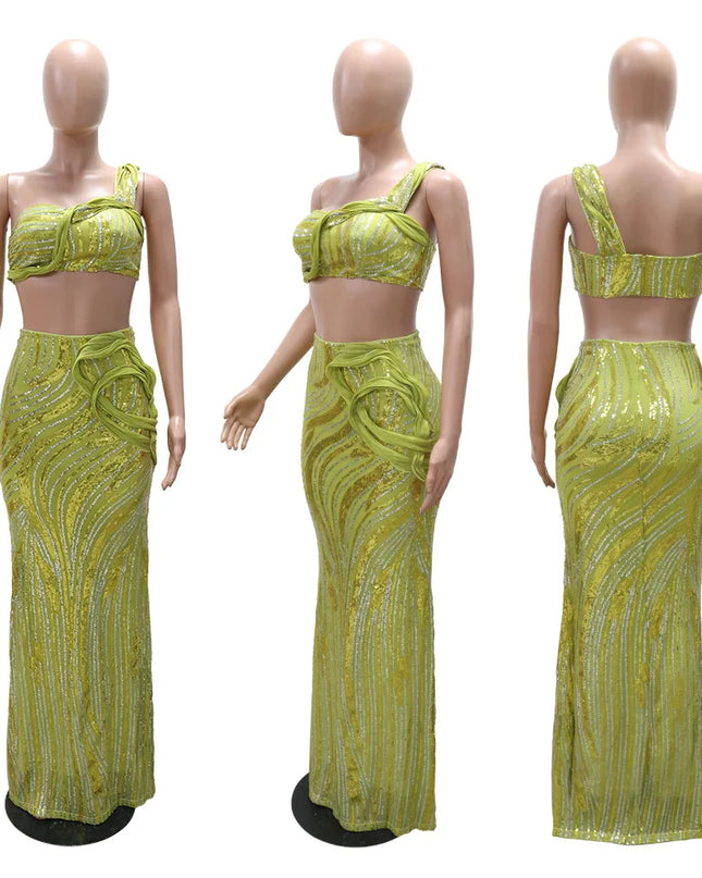 One-Shoulder Sequin Evening Dress – Elegant Summer Style