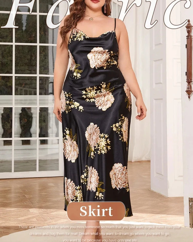 XL-5XL Sexy Satin Nightdress