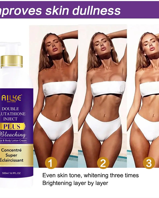 AILKE Skin Lightening Serum for Face and Body, with Double Glutathione