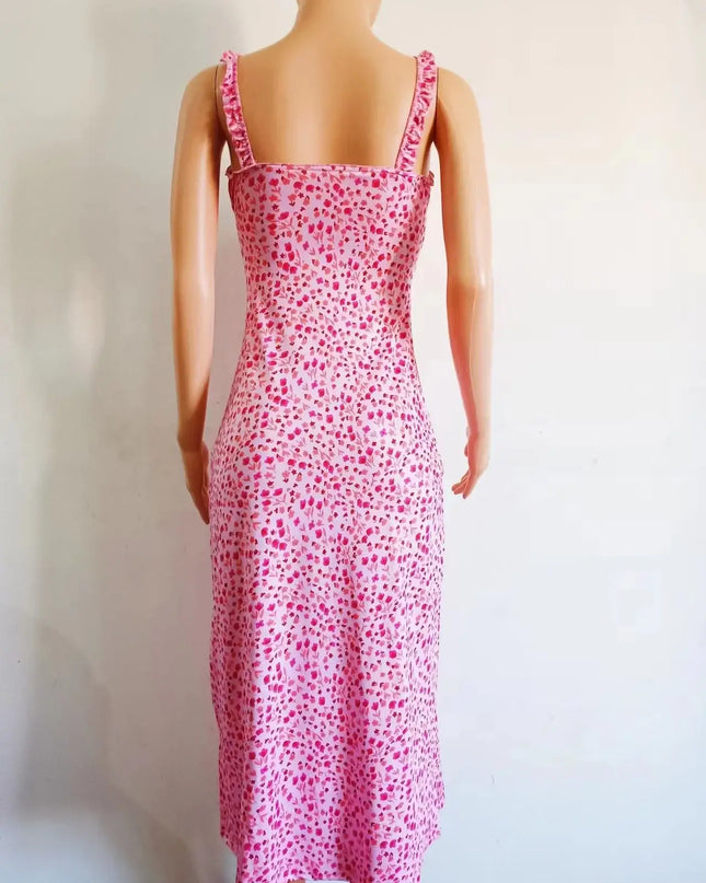 Floral Suspender Split Mini Dress 2024 Summer New Slim Sleeveless Patry Beach Style Spaghetti Strap Dress Women Clothes