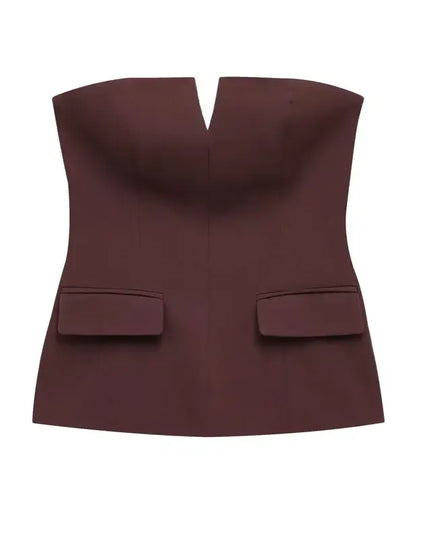 HXAO Tops For Women Strapless Off White Crop Top Woman Summer Corset Tube Tops Sexys Backless Tank Top Sleeveless Solid Tops