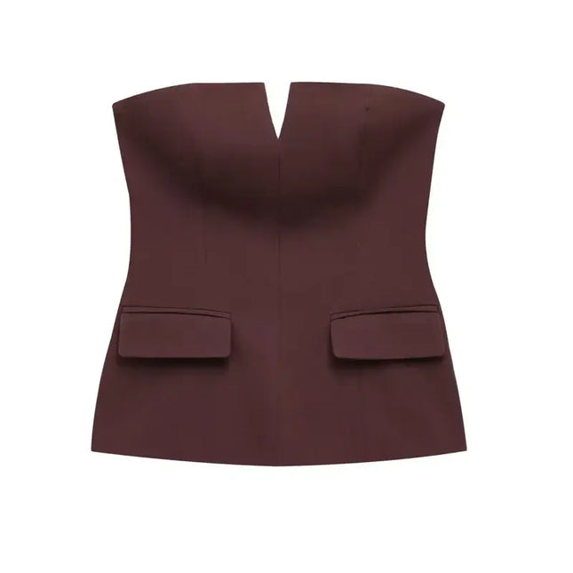 HXAO Tops For Women Strapless Off White Crop Top Woman Summer Corset Tube Tops Sexys Backless Tank Top Sleeveless Solid Tops