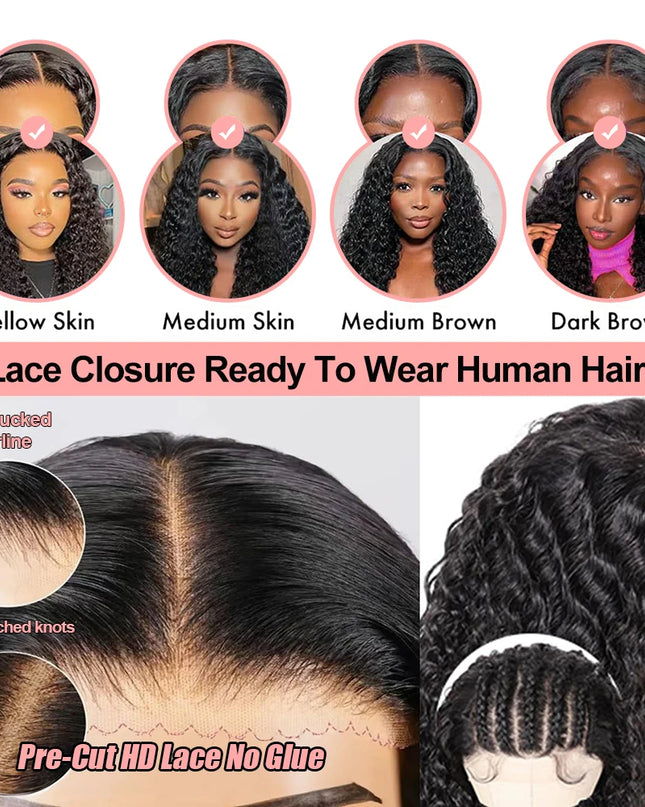 Snwprin 360 HD Full Lace Curly Human Hair Wig – 30 Inch Deep Wave Glueless Preplucked Frontal