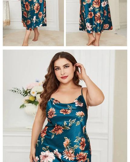 XL-5XL Sexy Satin Nightdress