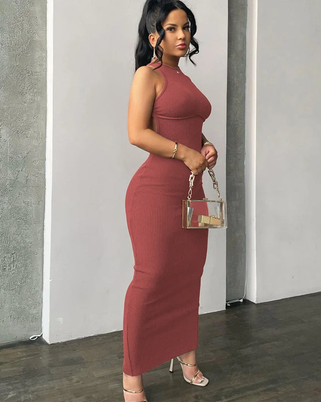 Women’s Ribbed Backless Sleeveless Bodycon Dress ✨