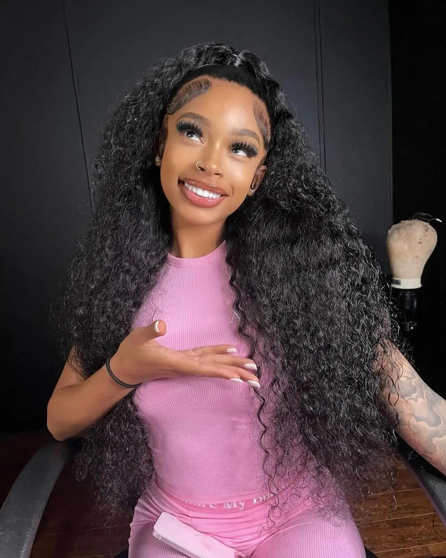 Snwprin 360 HD Full Lace Curly Human Hair Wig – 30 Inch Deep Wave Glueless Preplucked Frontal