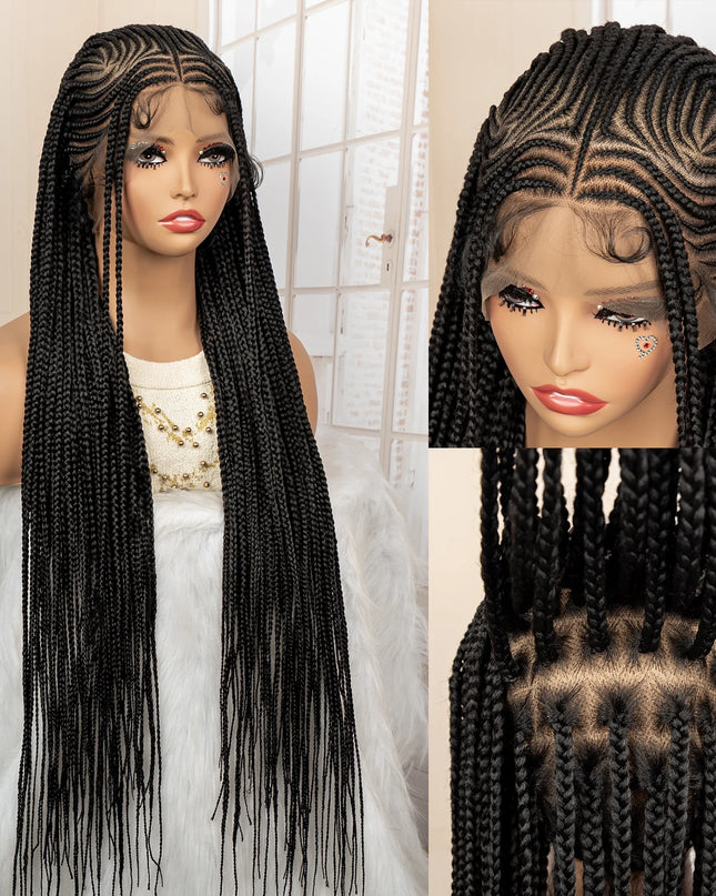 African Braided Hair Wigs Synthetic Full Lace