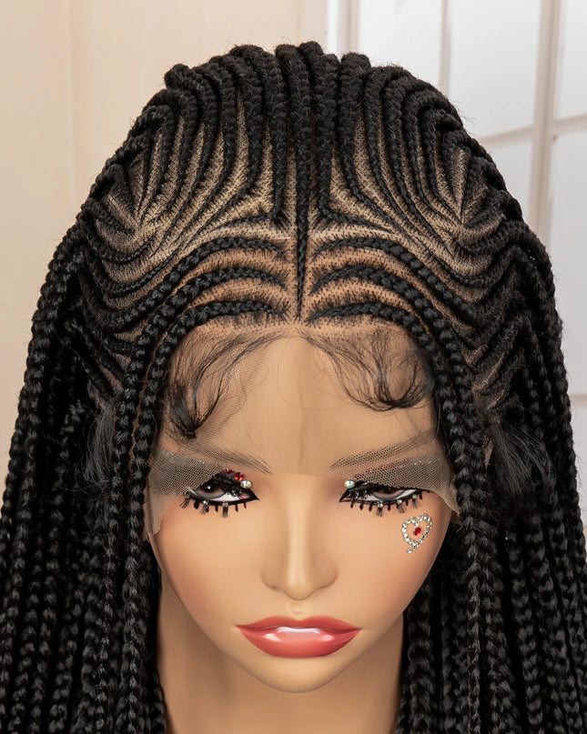 African Braided Hair Wigs Synthetic Full Lace