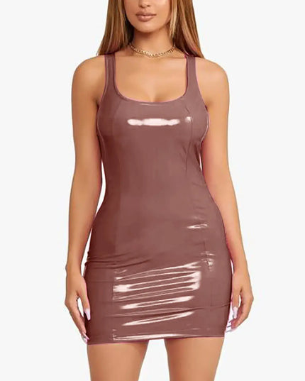🔥 Top Seller – Sexy PU Leather Bodycon Mini Dress for Club & Party