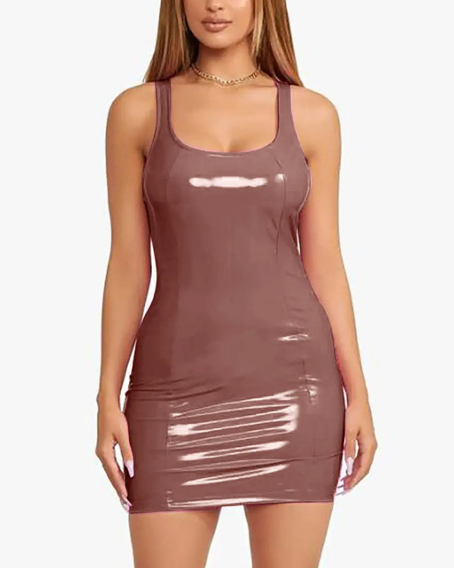 🔥 Top Seller – Sexy PU Leather Bodycon Mini Dress for Club & Party