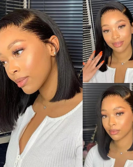 Wear & Go Glueless Bob Wig – Short Straight Human Hair Lace Closure Wig for Beginners