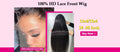 Advertisement for a 100% HD lace front wig with product details on a pink background.