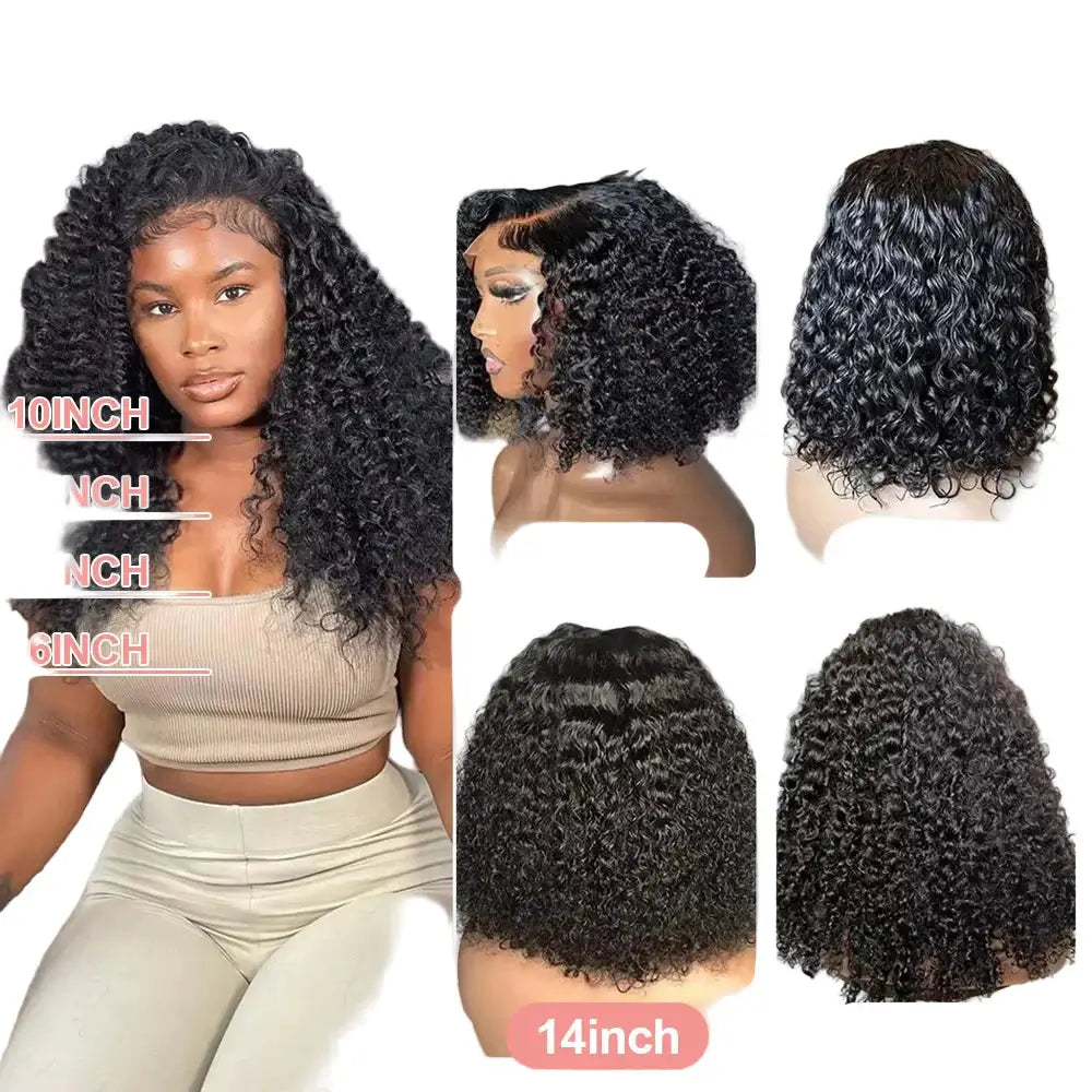Woman with styled hair and different length hair extensions displayed below.