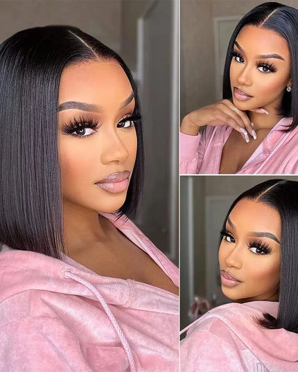 Wear & Go Glueless Bob Wig – Short Straight Human Hair Lace Closure Wig for Beginners