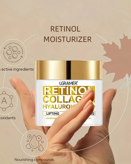 Retinol Face Cream – Anti-Wrinkle Moisturizer with Collagen & Hyaluronic Acid for Women & Men, Hydrating Skincare Formula