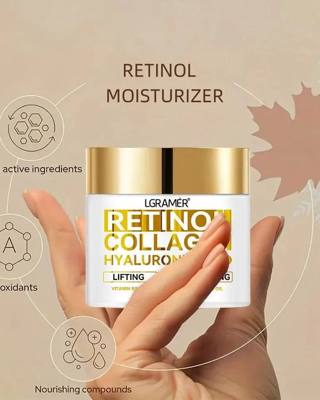 Retinol Face Cream – Anti-Wrinkle Moisturizer with Collagen & Hyaluronic Acid for Women & Men, Hydrating Skincare Formula