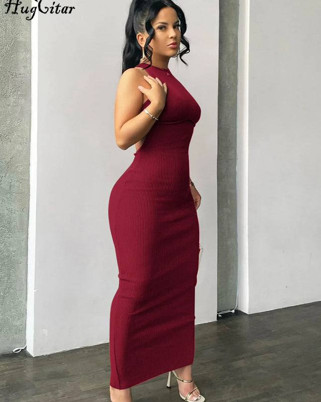 Women’s Ribbed Backless Sleeveless Bodycon Dress ✨