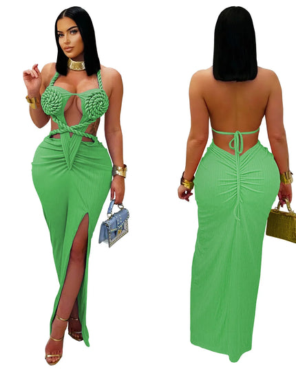 Backless Summer Dress 2025 - Sexy Knitted Halter Neck