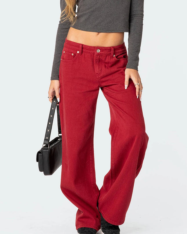 Women's Casual Loose Boyfried Wide Leg Denim Pants