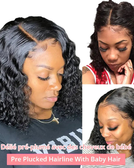 Collage of a woman with styled hair featuring baby hair extensions.