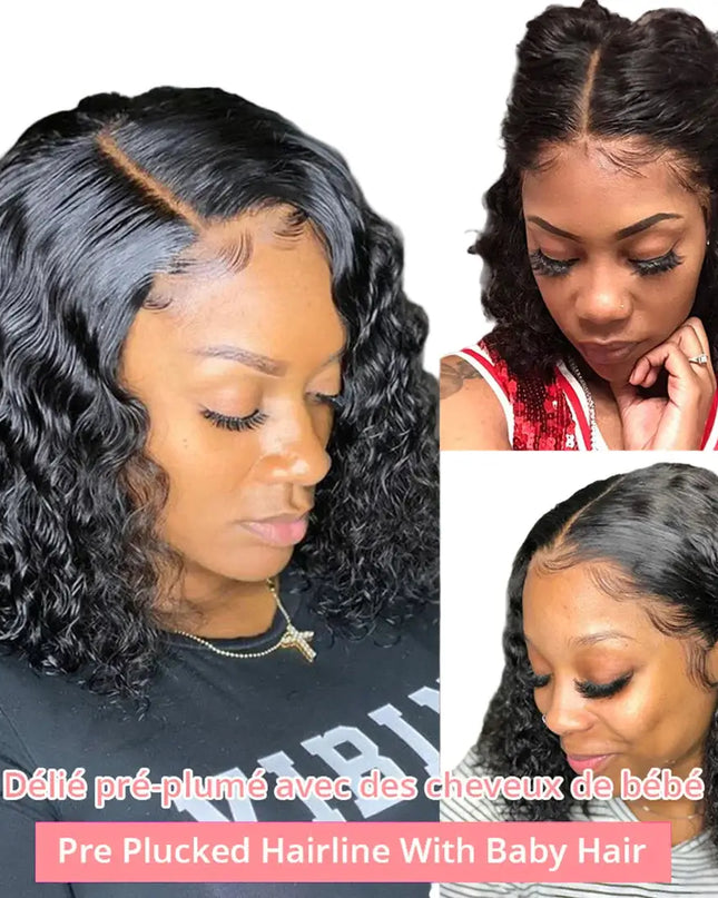 Collage of a woman with styled hair featuring baby hair extensions.