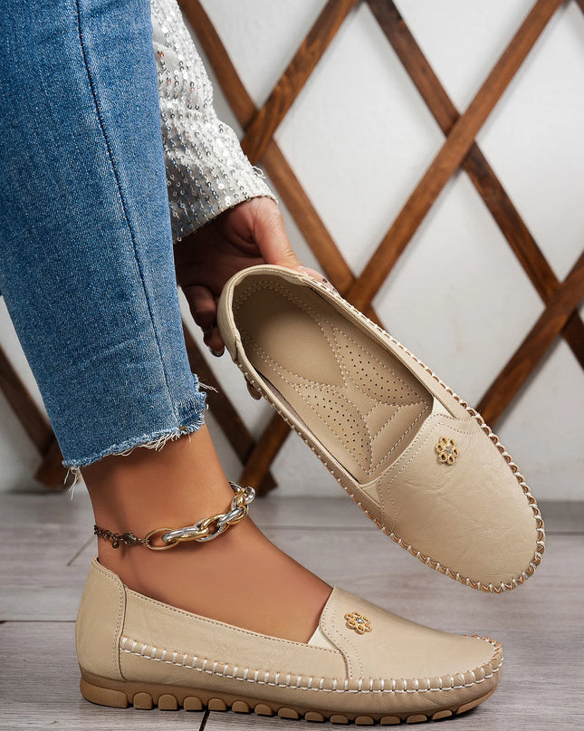 Comfortable Women's Loafers Laser Stitch Detail Flat Shoes Casual Comfortable Slip On Classic Trendy Streetwear