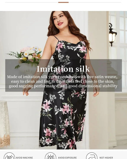 XL-5XL Sexy Satin Nightdress