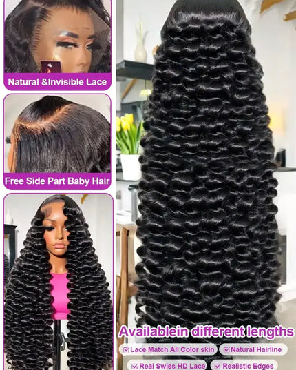 40 Inch Loose Deep Wave HD Lace Front Wig 13x6 Brazilian Curly Human Hair Wig for Women