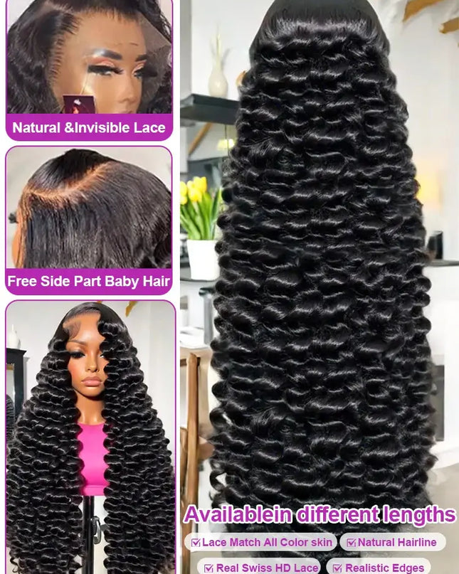 40 Inch Loose Deep Wave HD Lace Front Wig 13x6 Brazilian Curly Human Hair Wig for Women