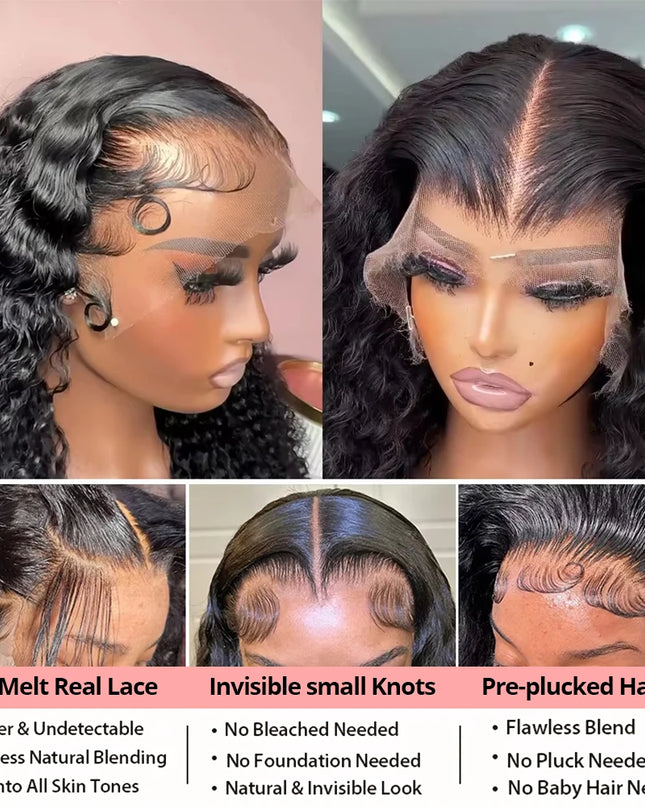 Snwprin 360 HD Full Lace Curly Human Hair Wig – 30 Inch Deep Wave Glueless Preplucked Frontal