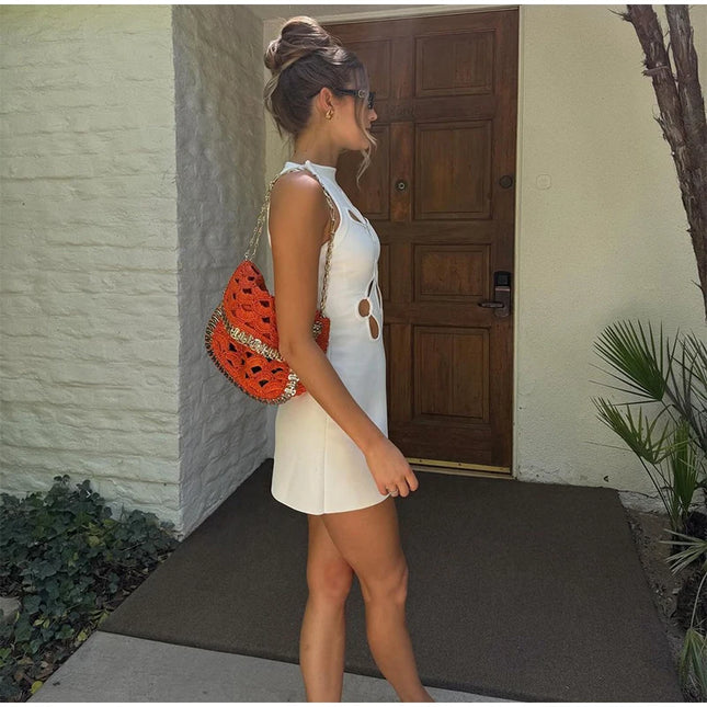 2024 Sexy Hollow Out Sleeveless High-Waist Mini Dress
